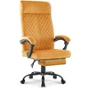 Hells Chair Biuro kėdė su kojų atrama ir spyruokline sėdyne, audinys, garstyčių geltona
