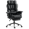 Hells Chair Biuro kėdė su kojų atrama ir reguliuojamais porankiais, dirbtinė oda, juoda