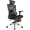 Hells Chair Biuro kėdė su masažuokliu, 4D porankiais ir kojų atrama, juoda