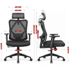 Hells Chair Biuro kėdė su tinkliniu apmušalu, 3D juosmens ir 2D galvos atramomis, juoda