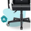 Hells Chair Vaikiška žaidimų kėdė su dirbtinės odos apmušalu, 125–150 cm ūgiui, juoda / balta