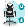Hells Chair Vaikiška žaidimų kėdė su dirbtinės odos apmušalu, 125–150 cm ūgiui, juoda / balta