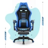 Hells Chair Vaikiška žaidimų kėdė su kojų atrama ir reguliuojamu atlošu, juoda ir mėlyna