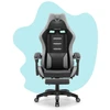Hells Chair Vaikiška žaidimų kėdė su kojų atrama ir reguliuojamu atlošu, juoda ir pilka