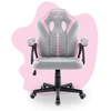 Hells Chair Vaikiška žaidimų kėdė su širdelės formos pagalvėle, pilka ir rožinė