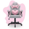 Hells Chair Vaikiška žaidimų kėdė su širdelės formos pagalvėle, pilka ir rožinė