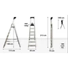 Buitinės kopėčios DRABEST ALD7 PRO 150 kg, vienpusės su lentyna, 7 pakopų (DR-AL-D7-PRO-Ż+CZ+P )