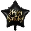 Party Deco PartyDeco Folinis balionas "Happy Birthday" 40cm juodas