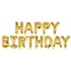Party Deco PartyDeco Foliniai balionai "HAPPY BIRTHDAY" auksiniai, 35cm