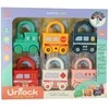 Ikonka Mokomasis dėlionės žaidimas automobilių blokai, pakabinamos spynos, sensorinis žaislas Montessori