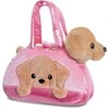 Fancy Pals Išskirtinis Pal – pliušinis žaislas labradoro šuniukas PeekaBoo rožiniame maišelyje, 20 cm, ekologiškas