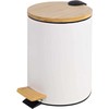 Besk DIANA Pedalinis kibiras 5L baltas, su bambukiniu dangteliu, soft close