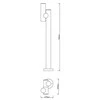 Brīvi stāvošs āra gaismeklis Domoletti Flip QY200645, 4.5W, LED, IP44, melna krās., 12.9 cm x 70 cm