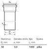 Caurule iekštelpu kanalizācijai Wavin, Optima, PVC, 50 mm, 1 m