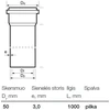 Caurule iekštelpu kanalizācijai Wavin, Optima, PVC, 50 mm, 1 m