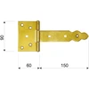 DMX Dekoratyvinės vartų vyriai ZBO 150x60x90x35 mm, plieno žalvaris