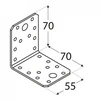 DMX Montažinis kampas KL2 70x70x55x2.5mm platus