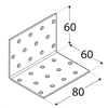 DMX Montavimo kampas, 60 x 60 x 80 x 2 mm 20 vnt.