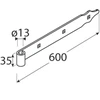 DMX Lankstas uždedamas ZP 600x35/4.0x13 mm plieno juodas