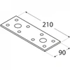 DMX Montavimo plokštelė, 210x90x2,5mm, cinkuota