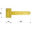 DMX Gate hinge ZB 150x45x90x3.0 mm steel, brass-plated