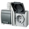 Dvivietis kištukinis lizdas Elektro-Plast Aquant 1245-65, su įžeminimu, IP65, antracito sp./pilka sp.