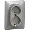 Dvigubas lizdas Schneider Electric Sedna Design SDD313221, įžemintas lizdas, IP20, aliuminio spalvos.