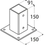 Grundline Domax Stulpo pagrindas, prisukamas prie betono, 91x150x2mm, cinkuotas