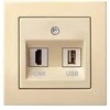 Lizdas HDMI+USB LIREGUS EPSILON, smėlio spalvos