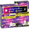 Always Platinum Higieniniai Paketai su Sparneliais Day (Size 2, 14 vnt.) and Night (Size 4, 10 vnt.)