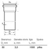 Kanalizācijas caurule Wavin D50x1500mm. PVC
