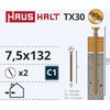 Inkariniai staktų varžtai Haushalt, 7,5 x 132 mm, 2 vnt.