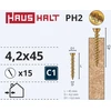 Medsraigčiai Haushalt, 4,2 x 45 mm, ZN, PH, 15 vnt.