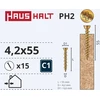 Medsraigčiai Haushalt, 4,2 x 55 mm, ZN, PH, 15 vnt.