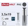 Medsraigčiai Haushalt, 3,5 x 19 mm, PH2, 50 vnt.