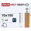 Haushalt Žalias Cell CHIPBOARD SCREW DIN571 10X180 MM 4PCS