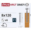Medvaržčiai Haushalt, DIN571, 8,0 x 120 mm, ZN, 6 vnt.
