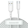 Laidas BASEUS USB A tipo M. USB C tipo M. 1,5 m. baltas