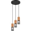 Lubinis šviestuvas Trio Sietynas 25 cm, TOSH, be 3xE27, reguliuojamo aukščio, Ø 28 cm / ↕ 150 cm, metalinis, juodas/medinis