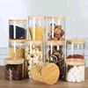 Domoletti JAR STORAGE ROUND GLAS W BAMBO LID 0.7L