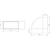 Ventiliacijos alkūnė EUROPLAST KLH, 110 x 55 mm, 90°