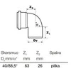 Vidaus kanalizacijos alkūnė Wavin, Ø 40 mm, 88.5°