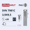 Savisriegiai Haushalt, DIN7981C, 3,9 x 9,5 mm, 30 vnt.