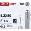 Savisriegiai Haushalt, DIN 14566, 4,2 x 50 mm, 10 vnt.