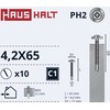 Haushalt „Memorysolution“ savisriegis 4,2X65 metalas/metalas+grąžtas ZN 10 vnt.