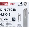 Grąžtas Savisriegiai Haushalt, DIN 7504K, 4,8 x 45 mm, 10 vnt.
