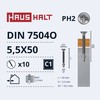 Savisriegiai Haushalt, DIN 7504O, 5,5 x 50 mm, 10 vnt.