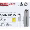 Savisriegiai Haushalt, DIN 7504K, 5,5/6,3 x 125 mm, 4 vnt.