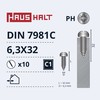 Savisriegiai Haushalt, DIN7981C, 6,3 x 32 mm, 10 vnt.