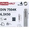 Grąžtas Savisriegiai Haushalt, DIN 7504K, 6,3 x 50 mm, 8 vnt.